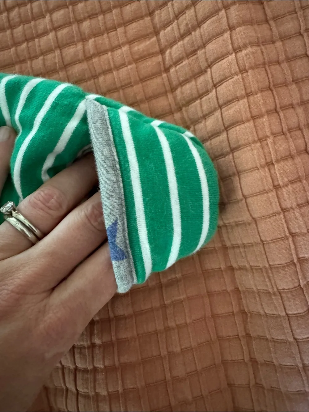 Baby Boden Green Striped Hooded Baby Cold Weather One-Piece